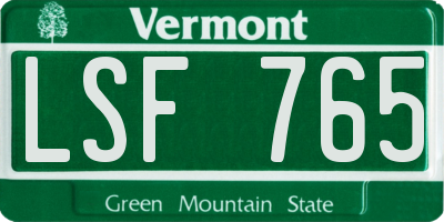 VT license plate LSF765