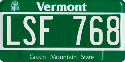 VT license plate LSF768