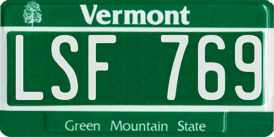 VT license plate LSF769