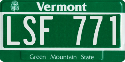 VT license plate LSF771