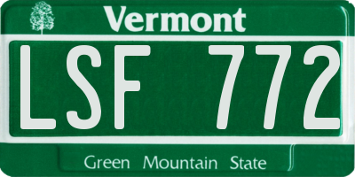 VT license plate LSF772