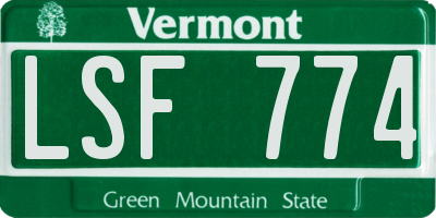 VT license plate LSF774
