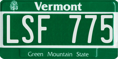 VT license plate LSF775