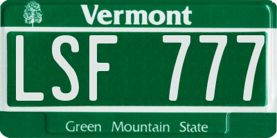 VT license plate LSF777