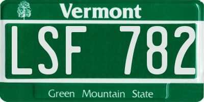 VT license plate LSF782