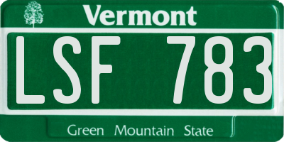 VT license plate LSF783