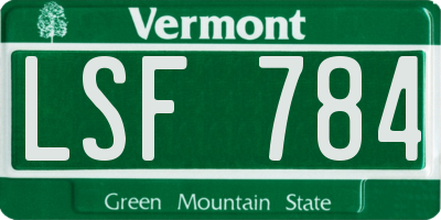 VT license plate LSF784