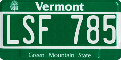 VT license plate LSF785