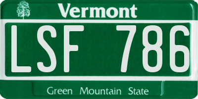 VT license plate LSF786