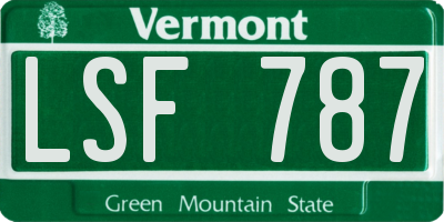 VT license plate LSF787