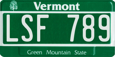VT license plate LSF789