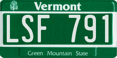 VT license plate LSF791