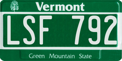VT license plate LSF792