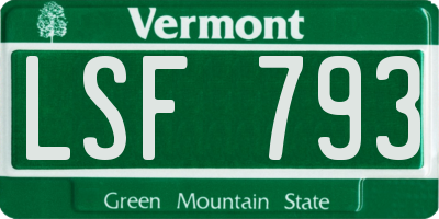 VT license plate LSF793