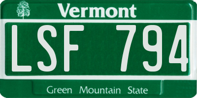 VT license plate LSF794