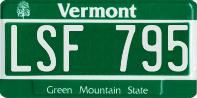 VT license plate LSF795