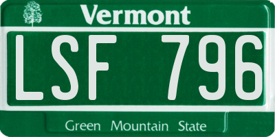 VT license plate LSF796