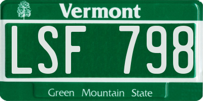 VT license plate LSF798