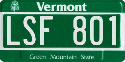 VT license plate LSF801