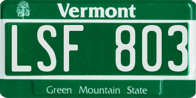 VT license plate LSF803