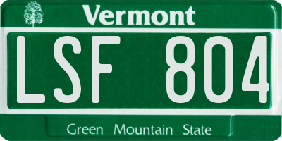 VT license plate LSF804