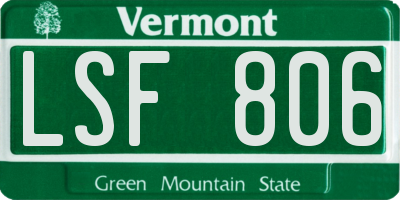VT license plate LSF806