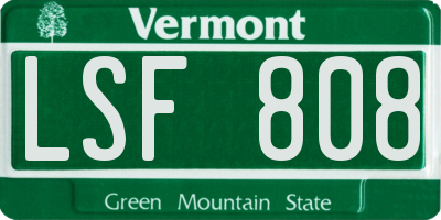 VT license plate LSF808