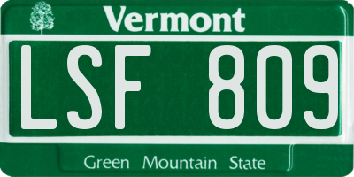 VT license plate LSF809