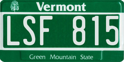 VT license plate LSF815