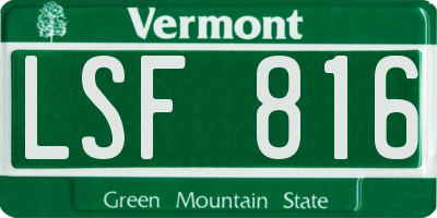 VT license plate LSF816