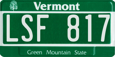 VT license plate LSF817