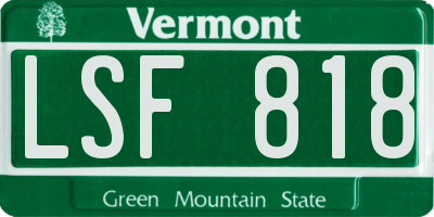 VT license plate LSF818