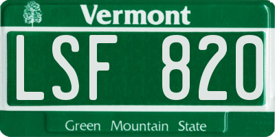 VT license plate LSF820