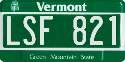 VT license plate LSF821