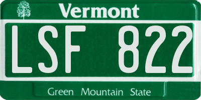 VT license plate LSF822