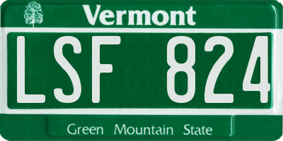 VT license plate LSF824