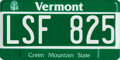 VT license plate LSF825