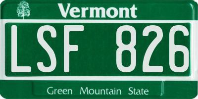 VT license plate LSF826