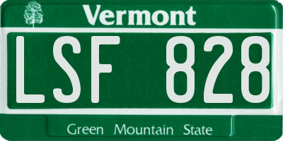 VT license plate LSF828