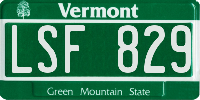 VT license plate LSF829
