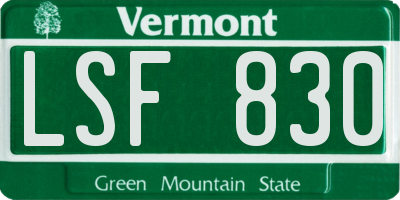 VT license plate LSF830