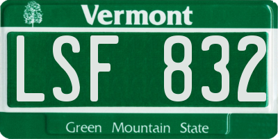 VT license plate LSF832