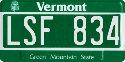 VT license plate LSF834