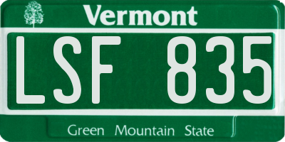 VT license plate LSF835