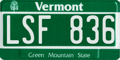 VT license plate LSF836