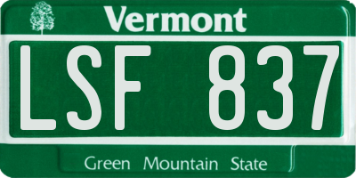 VT license plate LSF837