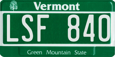 VT license plate LSF840