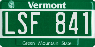 VT license plate LSF841