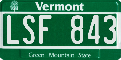 VT license plate LSF843