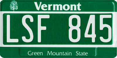 VT license plate LSF845